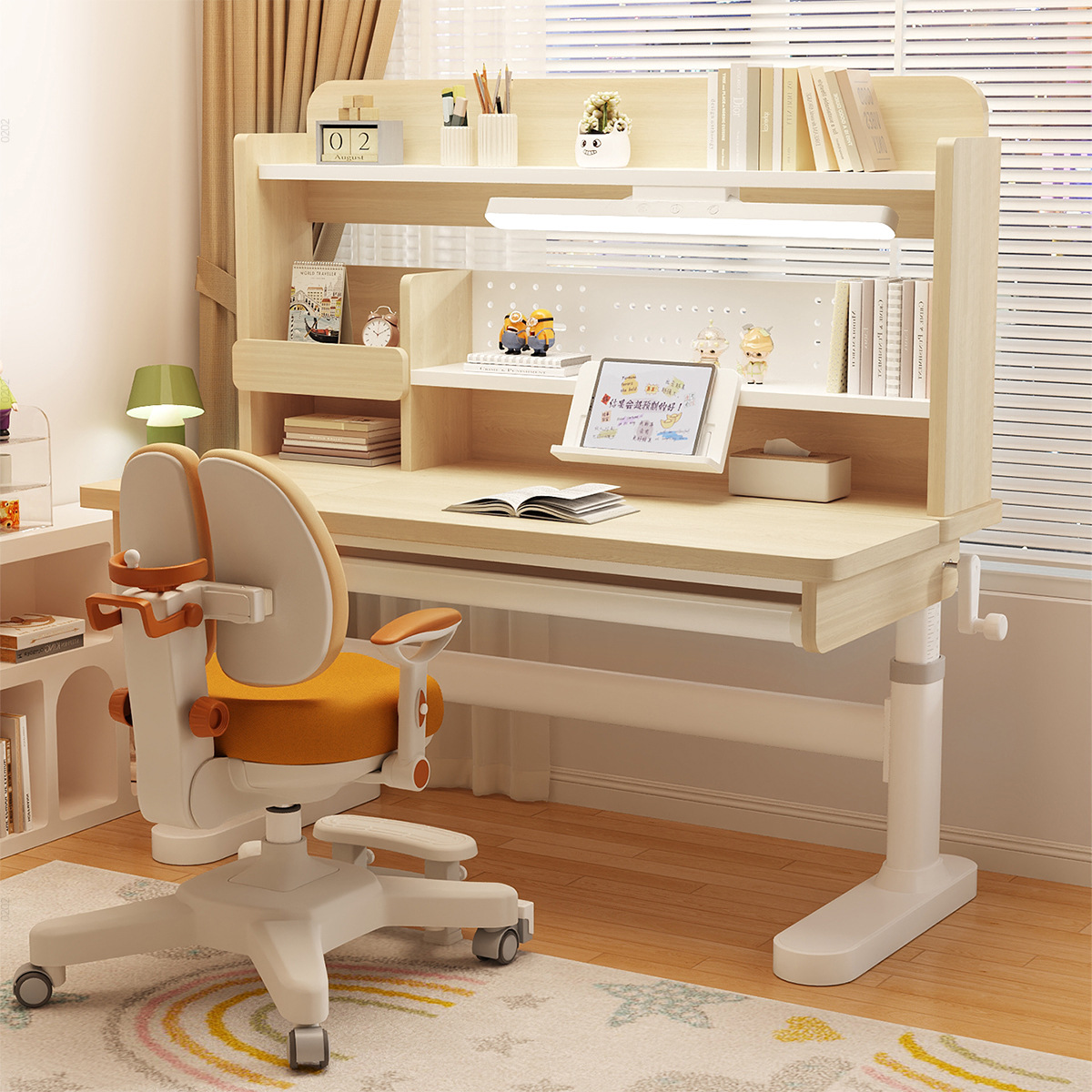 Children's Study Table and Chair Set, Student Desk, Dedicated Homework Table, Adjustable Writing Desk, Study Table and Chair Set