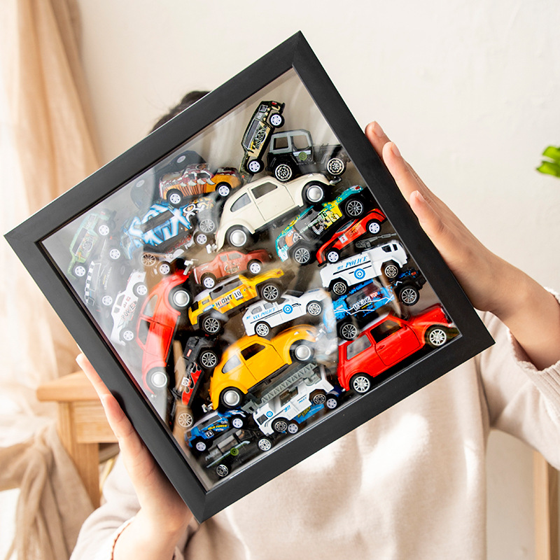 Storage Frame Small Car Organizer Box Cartoon Model Anime Toy Figure Animation Display Frame Three And A Half Ton Coffee