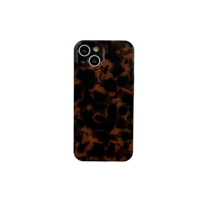 Phone case (Apple iPhone 11–17, Pro/ProMax/Plus) amber tortoiseshell glossy pattern