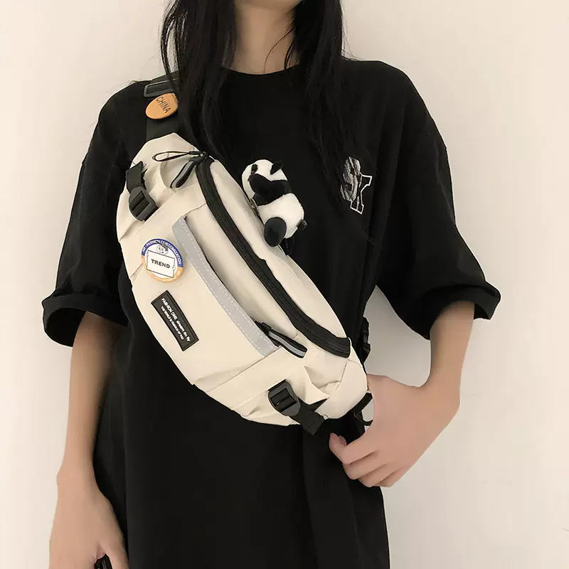 新款胸包男简约休闲工装风运动斜挎背包潮牌百搭学生腰包单肩包女