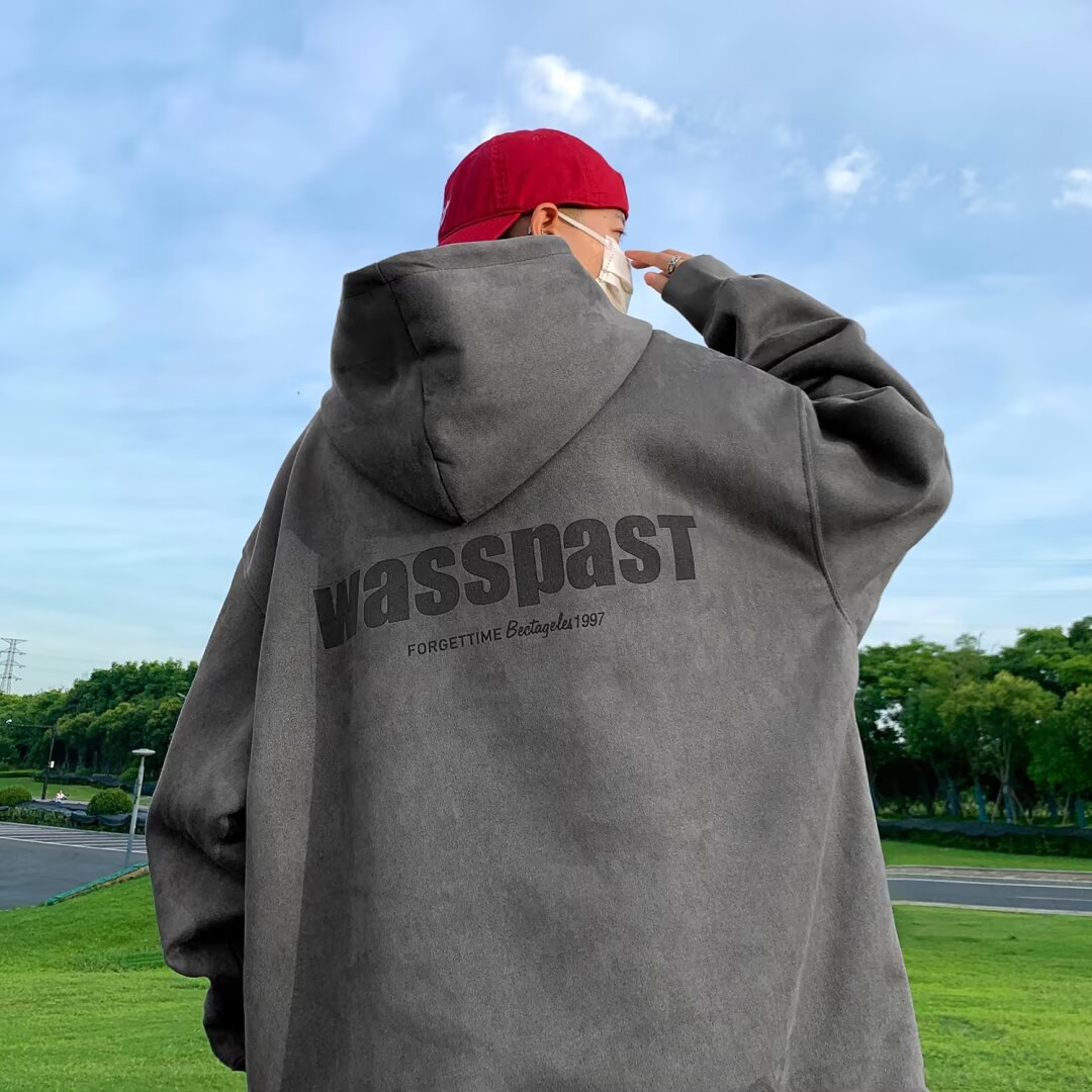 M201 두꺼운 스웨이드 스웨트셔츠 그레이