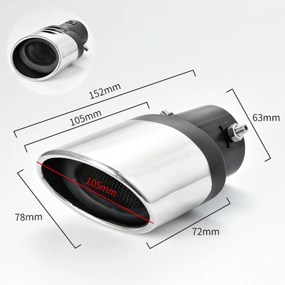Car Exhaust Stainless Steel Muffler – Car muffler - red-black-silver-belt-net-straight-support-installation