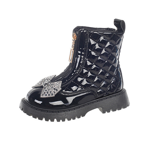 Girls 'Martin boots for autumn and winter new breathable and velvet princess British girl's baby short children's single boots