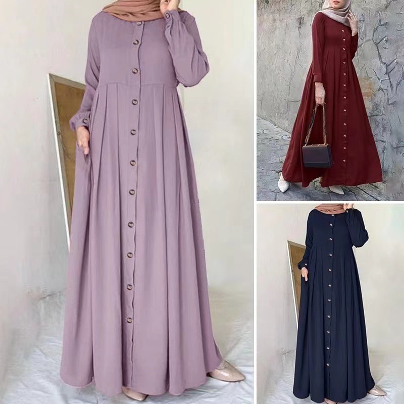 Cross-Border Foreign Trade Spring & Fall Long Skirt Plus Size Women's Loose Temperament Commuting Long Robe Dress Fashionable Temperament
