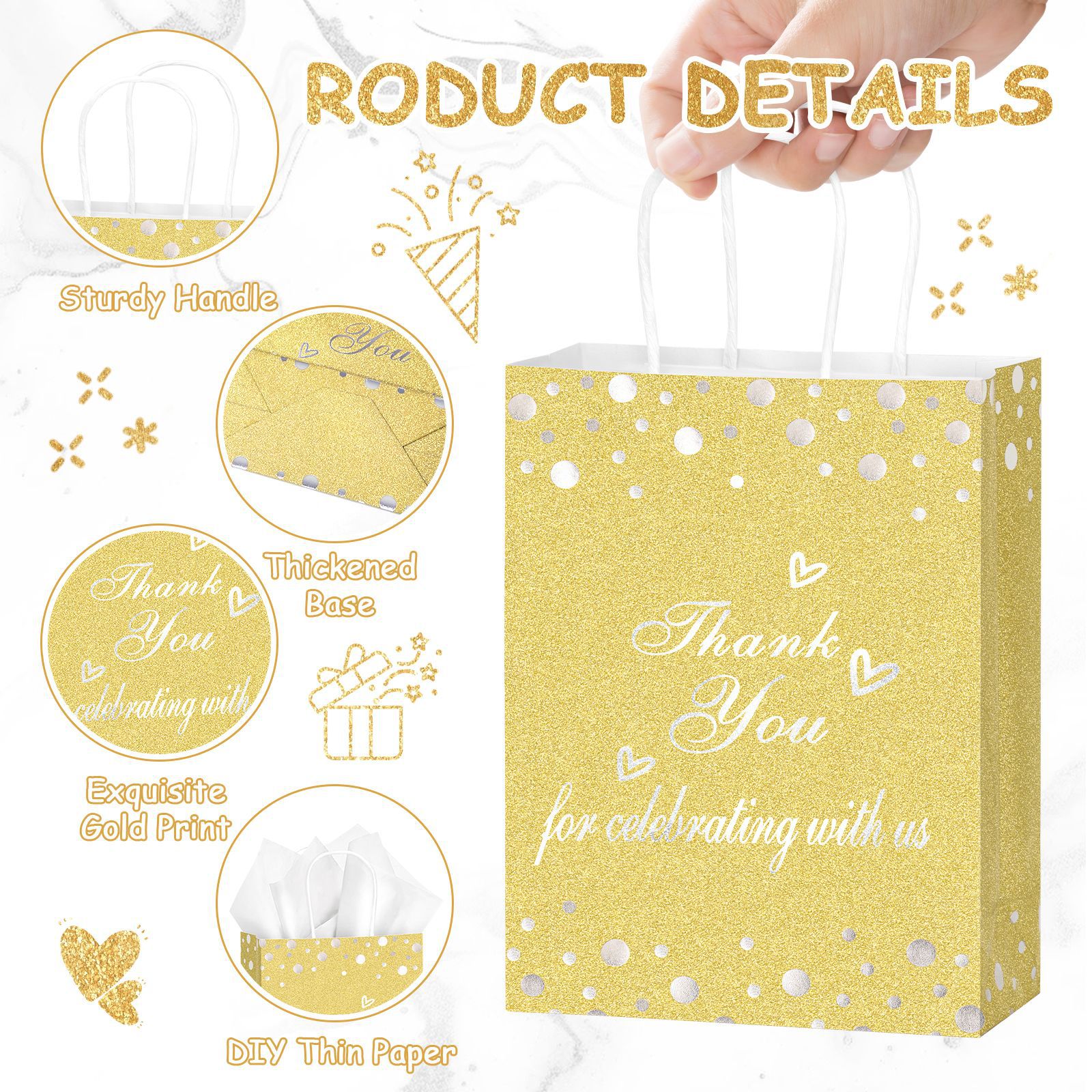 跨境热销创意金色礼物袋活动派对礼品袋日常节日礼物包装袋