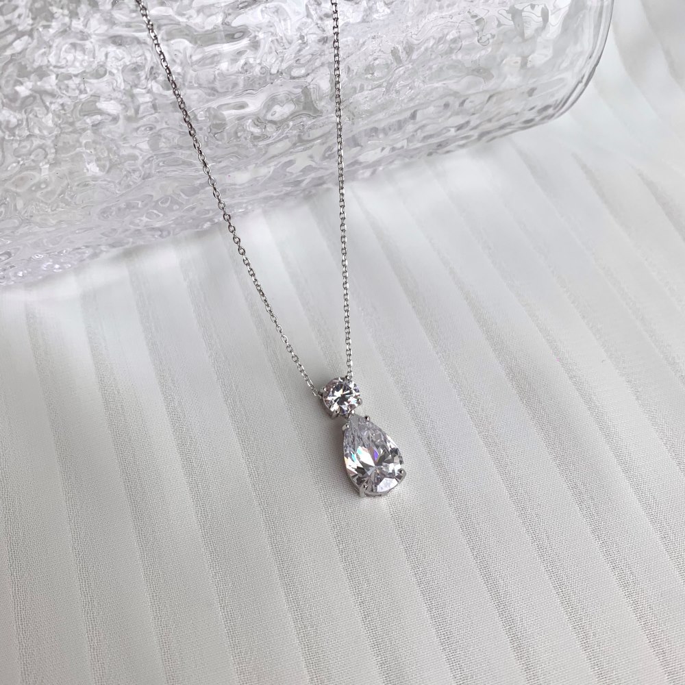 Style Simple Les Gouttelettes D'eau Argent Sterling Incruster Zircon Pendentif 1 Pièce display picture 3