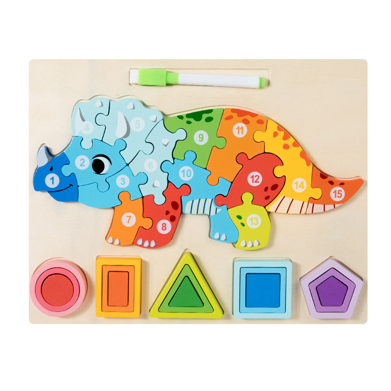 Nuevos productos de forma geométrica puzzle animal digital tridimensional puzzle tablero de dibujo de la educación temprana puzzle forma emparejada bloques de construcción