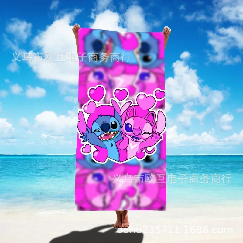 TEMU nueva toalla de playa estampada Stitch de gran tamaño toalla de baño para niños toalla de baño toalla de microfibra