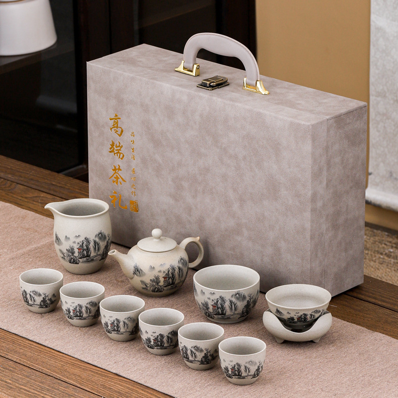 Rough Pot Gongfu Tea Set High-End Gift Box Business Gift Company Real Estate Event Gift With Logo Printing