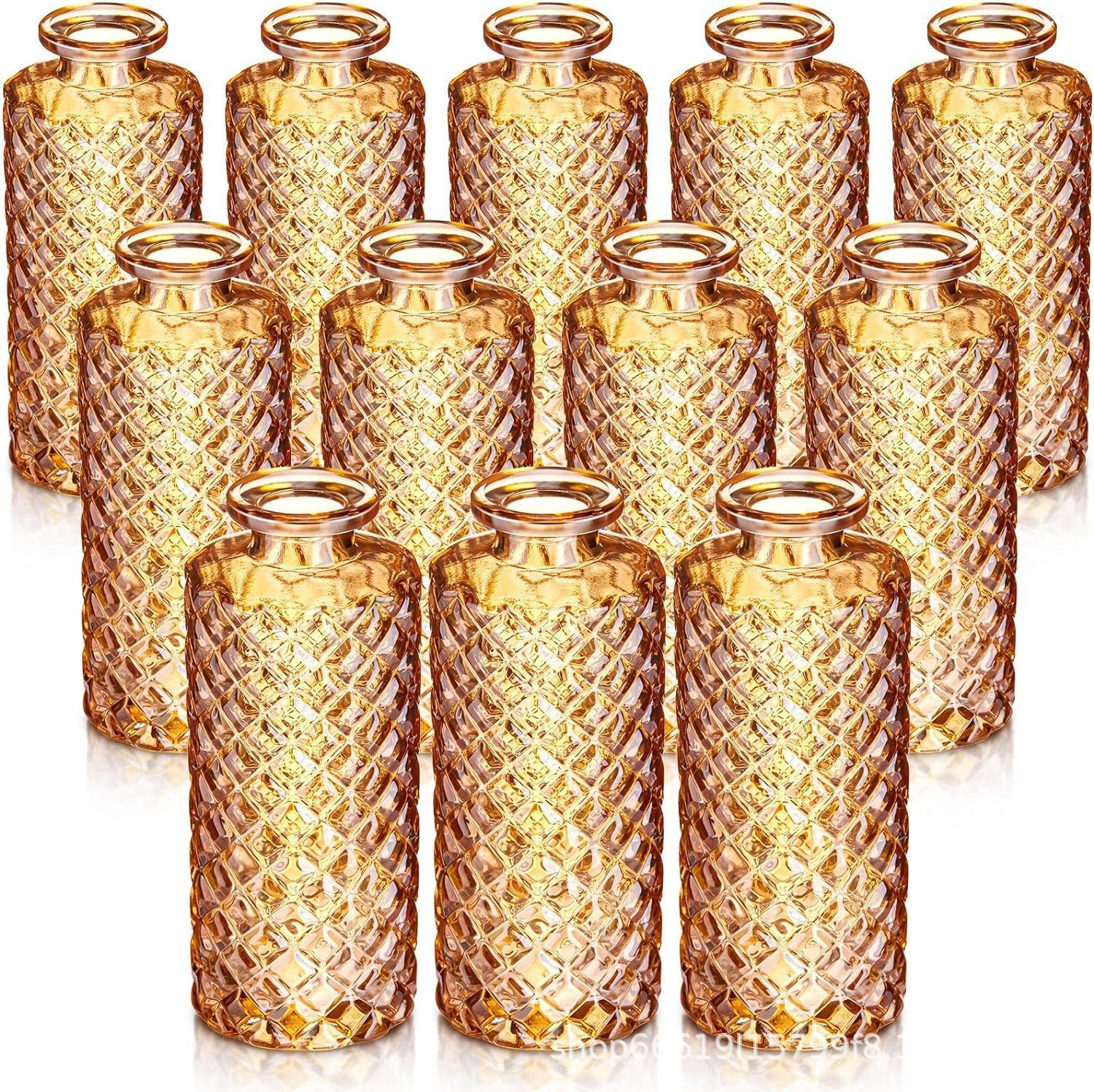 Relieve retro europeo azul y amarillo gradiente spray mini hidroponía jarrón aromático conjunto de jarrón de vidrio de flores secas