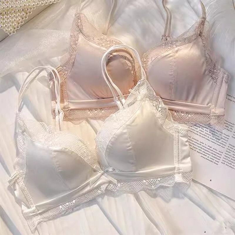 Seamless Satin Lingerie for Women, Small Bust Enhancement, Pure Desire, Push-Up, Wireless Latex Bra for Small Busts, Beautiful Back, New Style Seamless Satin Lingerie for Women, Small Bust Enhancement, Pure Desire, Push-Up, Wireless Latex Bra for Small Busts, Beautiful Back, New Style