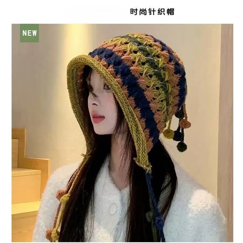 帽子女冬季针织护耳帽加绒毛绒加厚保暖防风复古时尚防寒雷锋帽子|undefined