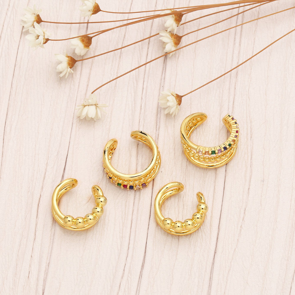 Fashion Irregular Copper Ear clips Plating Inlay Zircon Copper Earrings