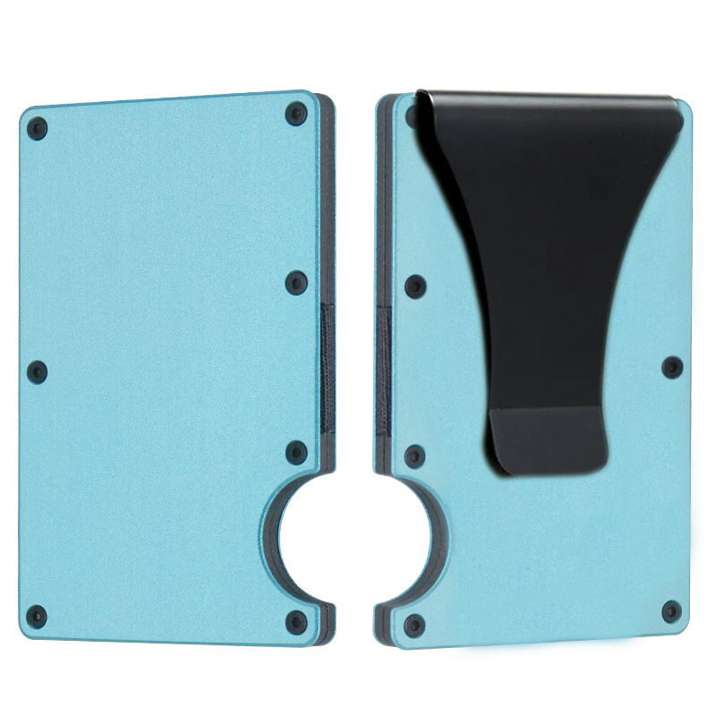 Fábrica en stock Amazon nuevo metal titular de la tarjeta de fibra de carbono cartera RFID antirrobo cepillo tecnología de bloqueo