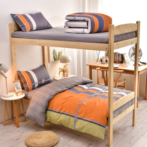 Set of three all-cotton student dormitory bedding items, minimalist style, including cotton sheets and duvet cover, group purchase wholesale, live streaming dropshipping