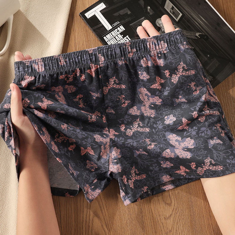 【One Pair, Multiple Ways to Wear】Men's Cotton Boxer Shorts with Butterfly Print, Large Size Sleepwear, Home Pants, Four-Corner Briefs
