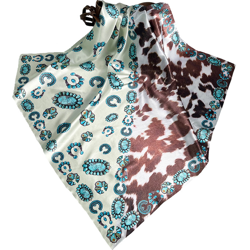 Women's Retro Leopard Satin Printing Silk Scarves display picture 4