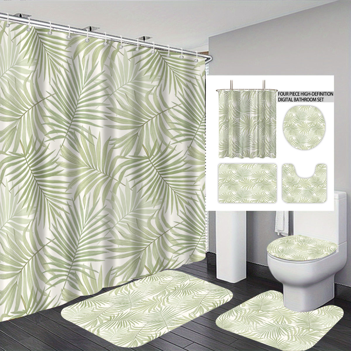 Baño Shein cuatro piezas de playa de baño impermeable cortina de baño gruesa decoración sombra de ducha Jigjit image 7