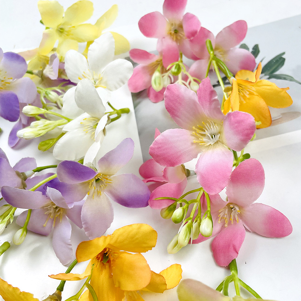 Simulación de 3 hortenas Begonia cadena de flores DIY hecha a mano toque de cabeza pinza de material accesorios paquete de decoración de fotografía del hogar