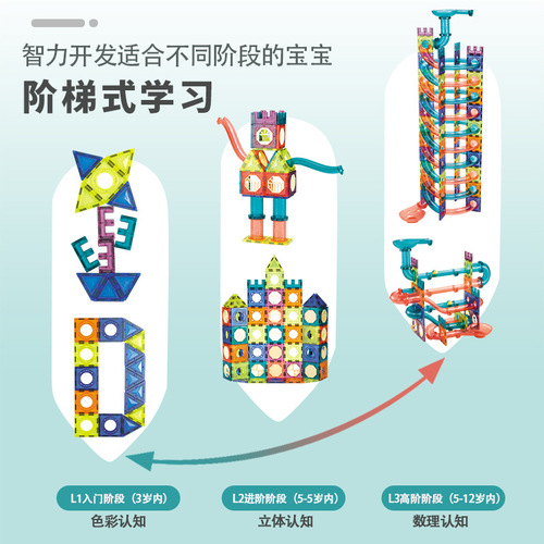 One Piece Color Window Magnetic Light Ball Track Building Blocks Variety of Three-dimensional Magnetic Pieces Children's Splicing Toys