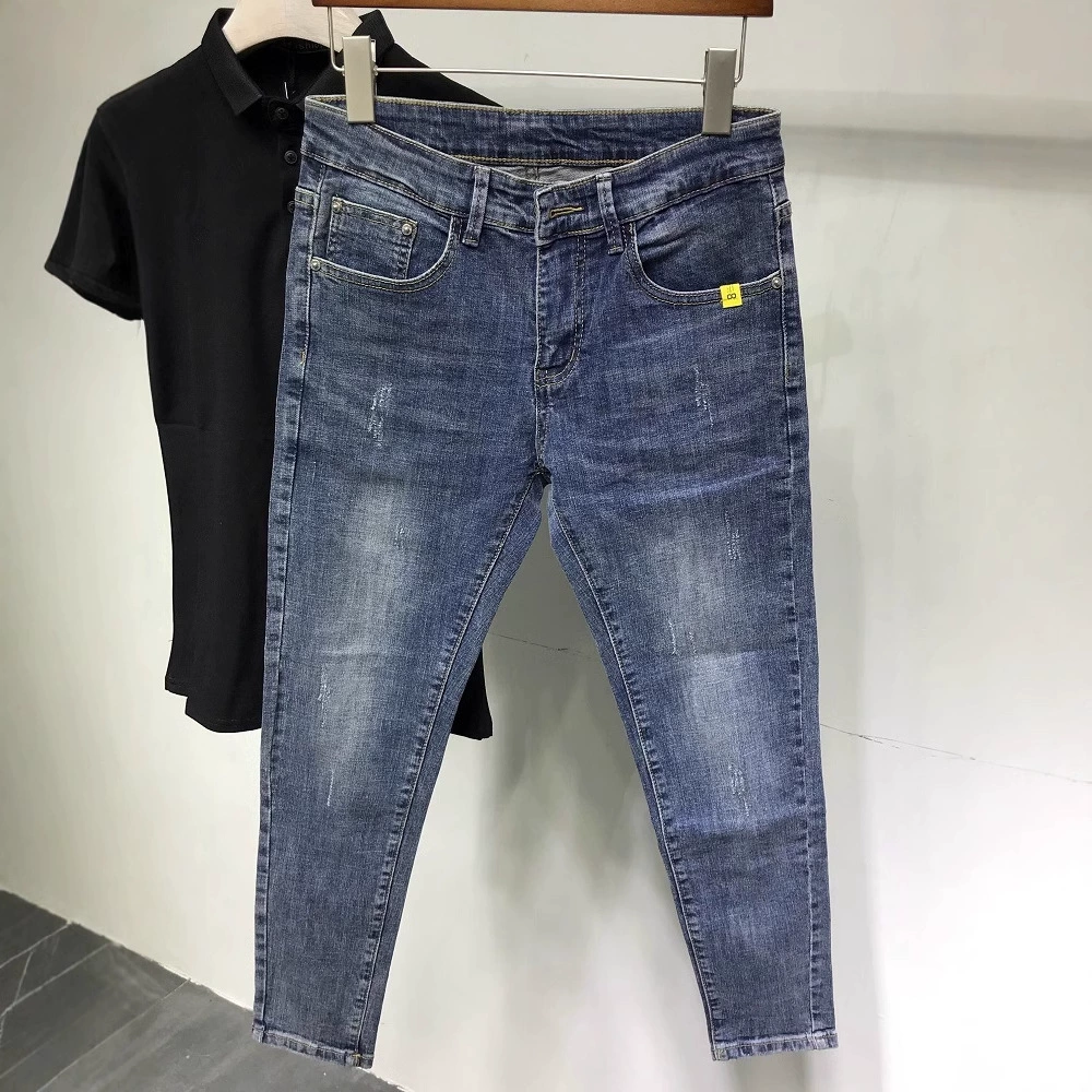 Jeans, summer elastic trend trousers for leisure, Korean style