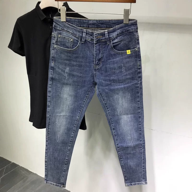 Jeans, summer elastic trend trousers for leisure, Korean style