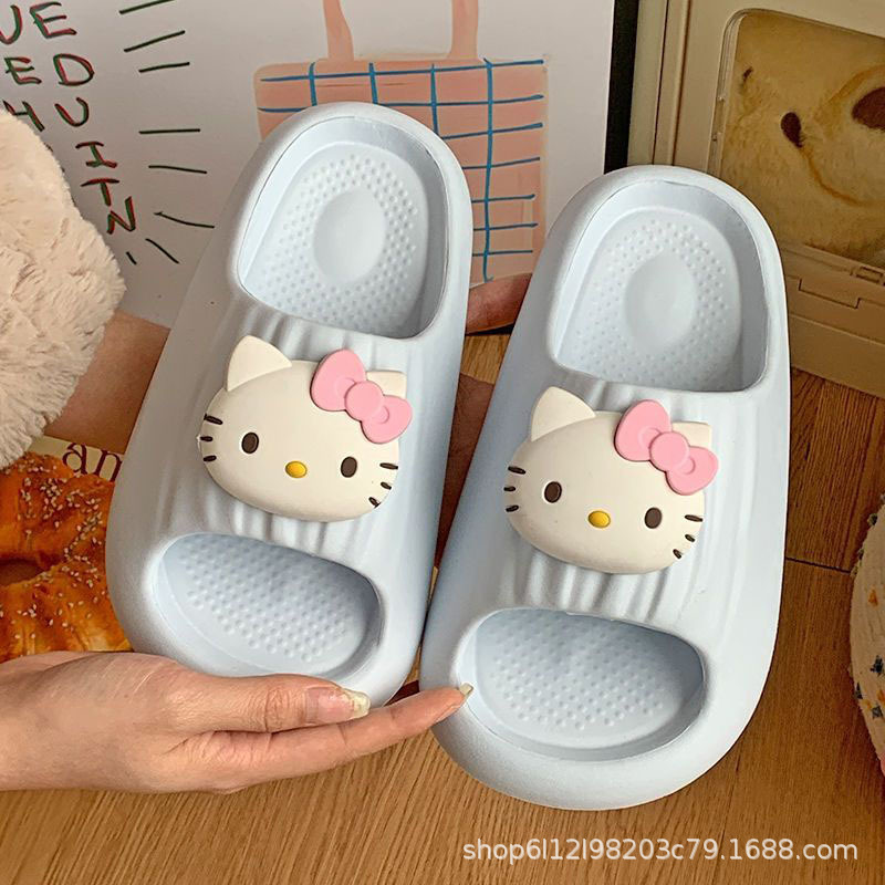 Cartoon Cute Kt Cat Slippers for Women Summer Outer Wear Internet Celebrity Girl Soft Bottom Eva Non-Slip Indoor Sandals
