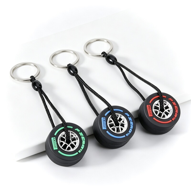 Cross-Border Exclusive Supply of Soft Rubber Small Tire Keychain Pendant with Wheel Hub, Double-Sided Logo Tire Keychain Accessory Gift Cross-Border Exclusive Supply of Soft Rubber Small Tire Keychain Pendant with Wheel Hub, Double-Sided Logo Tire Keychain Accessory Gift