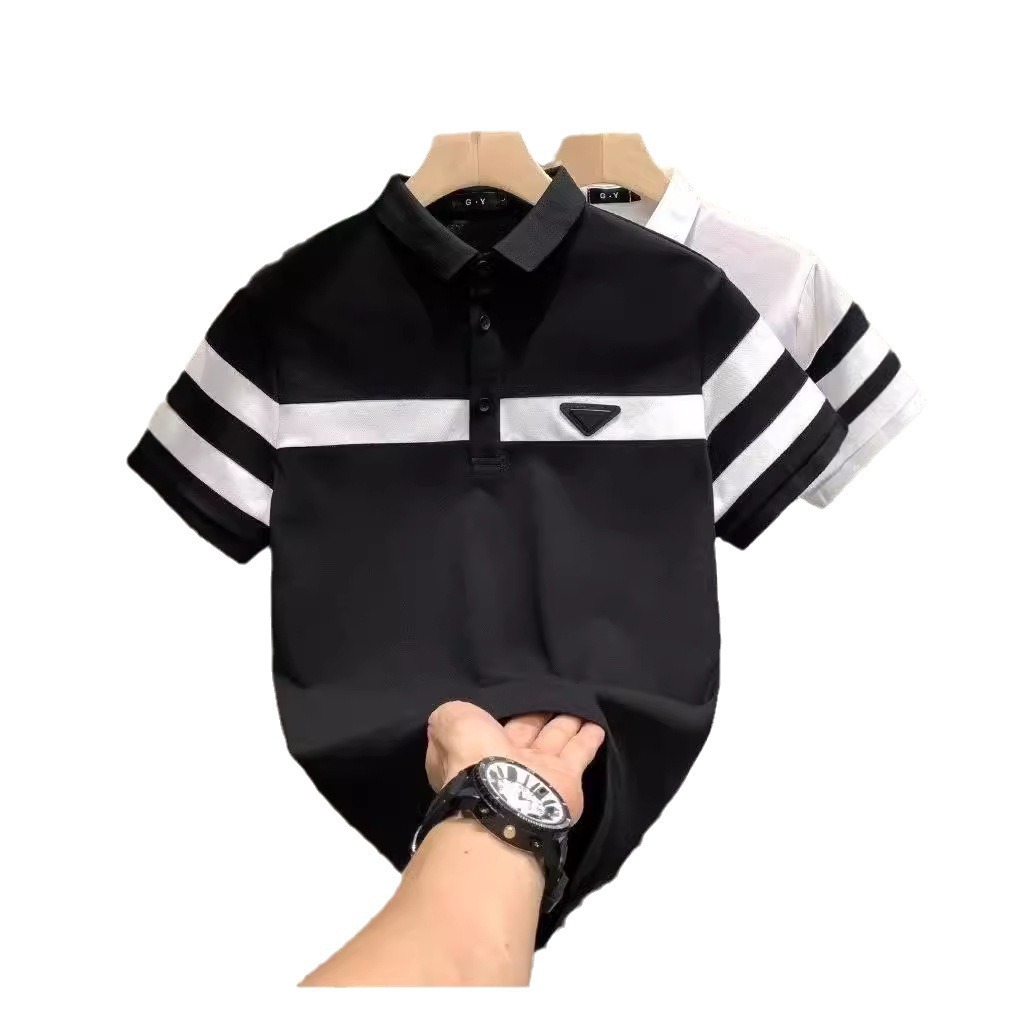 Camiseta de manga corta polo para hombre 2025 nuevo verano inglés marca de moda tendencia rufián guapo rojo solapa media manga