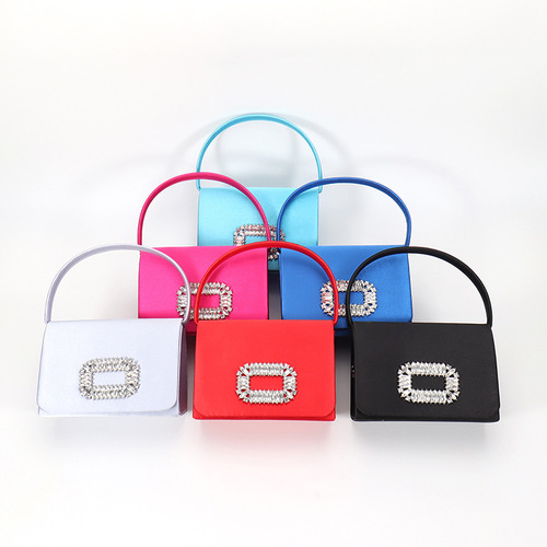 Factory Stock Diamond-Studded Small Square Handbag Women's Bag New Crossbody Bag Evening Bag Formal Dinner Bag Cross-Border Wholesale