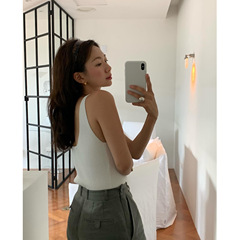 部分現 2024夏季新款韓國設計師far*en簡約V領針織內搭吊帶背心