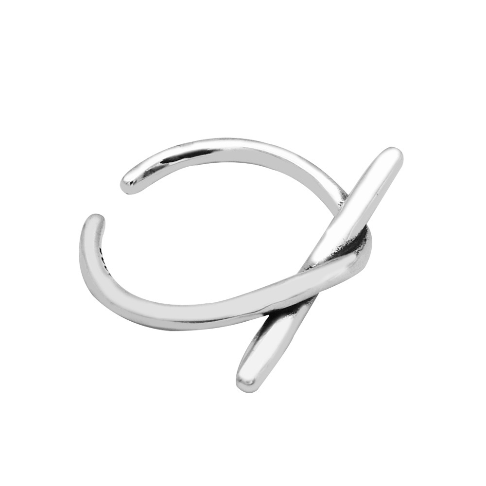Niche Temperament Jewelry S925 Sterling Silver Retro Horizontal Bar Open Ring Koreany Personality Index Finger Ring Female