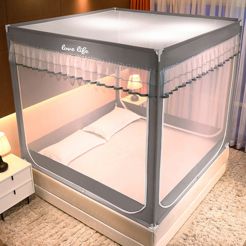New Style Mosquito Net Bed Canopy Reversible Corner Bed Sheet Style Baby Anti-Fall Zipper Mosquito Net Home Use Factory Wholesale