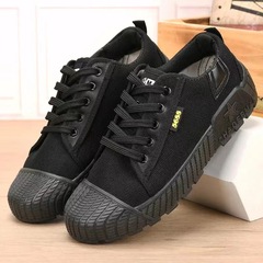 New Summer Ankle-High Canvas Sneakers with Breathable, Durable, and Slip-Resistant Outdoor Construction Worker Safety Shoes