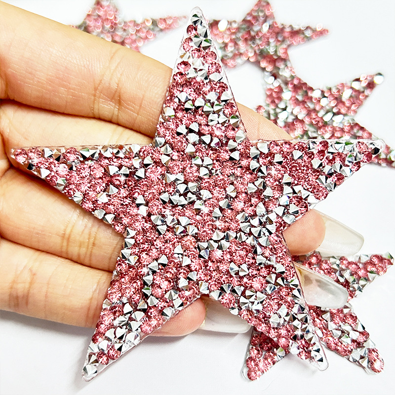 Diamante de diamante de pentaca rosa personalidad DIY cristal diamante de diamante de resina de diamante al por mayor joyas de ropa