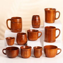 家用实木茶杯日式创意杯子啤酒杯大肚杯马克杯复古酸枣木茶具批发