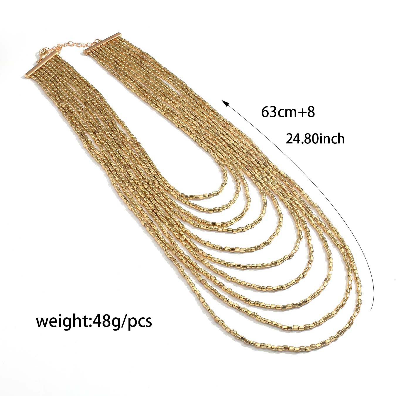 Handmade Beaded Multi Layered Necklace Statement Waterfall Accessory_voghion.com