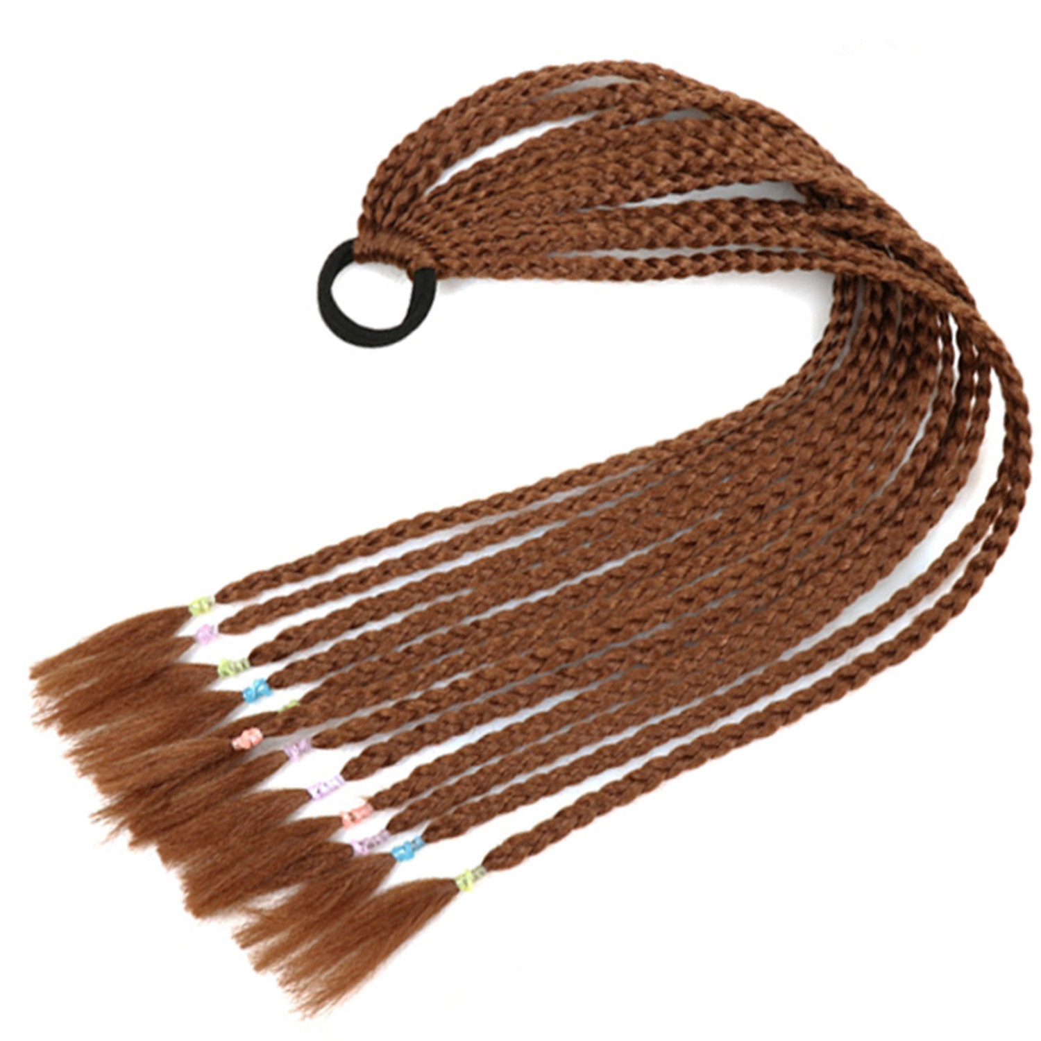 Trenzas de color de tres hebras de cola de caballo de tela de alta temperatura de seda sucia trenzas de cabello tipo peluca