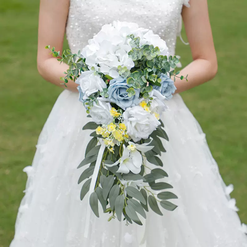 现货仿真花森系水滴新娘手捧花高级感婚庆婚礼插花假花拍照道具花