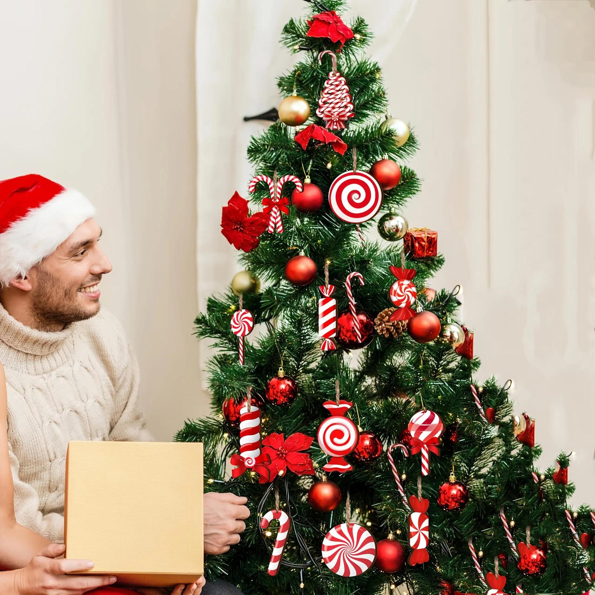 12-teiliges Weihnachtsdekorations-Set aus Holz, Geschenkanhänger, Weihnachtsbaum-, Kamin- und Fensteranhänger, Weihnachtsparty-Zubehör – Detail 4