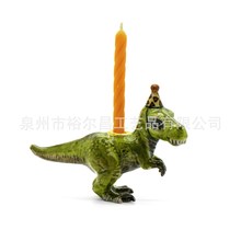T-Rex 恐龙蛋糕装饰 手工制作瓷器雕像收藏传家宝艺术品 生日烛台