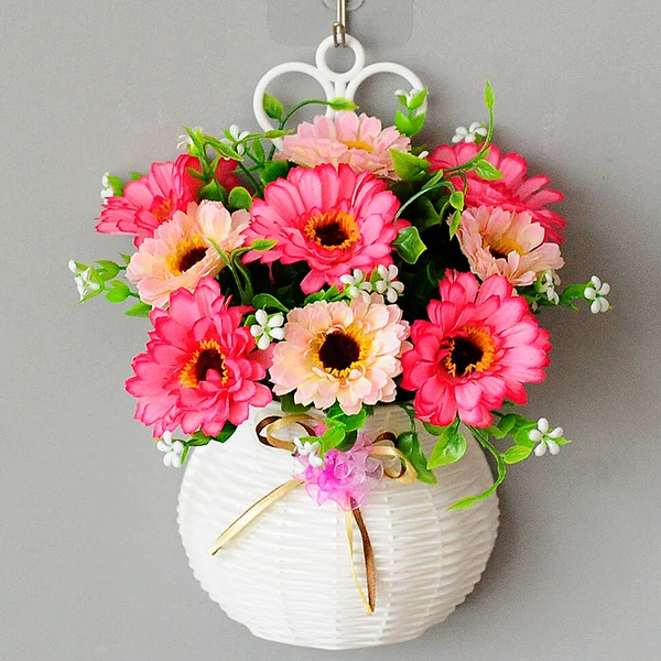 Bright yellow pink Fulang chrysanthemum basket