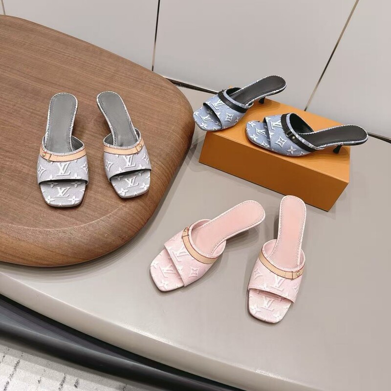Summer New Style Denim High-Heeled Open-Toe Printed Sandals with Thin Heels for Women, Fashionable and Versatile, Slimming Summer New Style Denim High-Heeled Open-Toe Printed Sandals with Thin Heels for Women, Fashionable and Versatile, Slimming