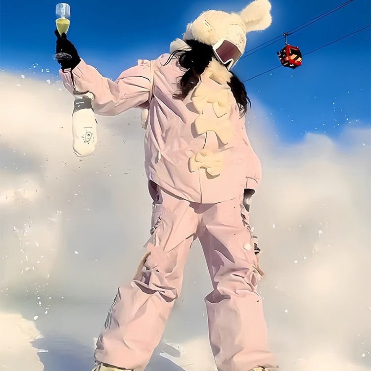 LDAB Pink Children's Ski Suit Set for Girls 2025 Winter New Design Windproof Waterproof Ski Gear