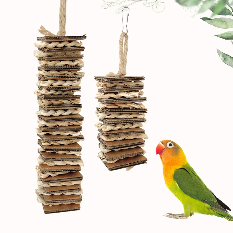 Игрушка-попугай ручной работы, бумажная оболочка, кукурузная шелуха, тканая жевательная веревка, пион, корелла, волнистый попугайчик, подвесной аксессуар для клетки для птиц, снимающий скуку, для самостоятельного развлечения.