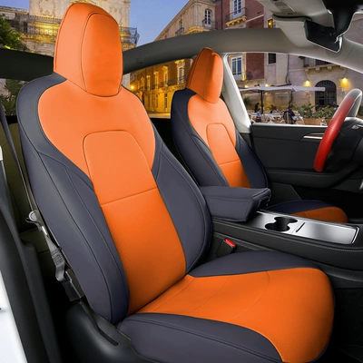 Leather Seat Cushions, Universal for All – Modelə uyğun (Original) oturacaq örtükləri - original-car-texture-customized-black-and-orange-wear-resistant-leather-305020cm