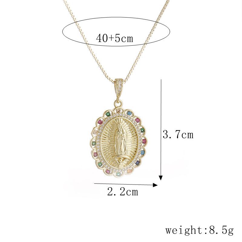 fashion copper-plated gold micro-set zircon Virgin Mary necklace