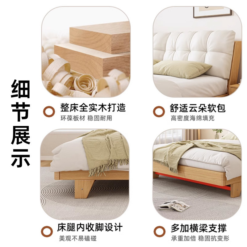 实木床1.5米松木双人床经济型现代简约1.8米出租房用简易1m单人床|undefined