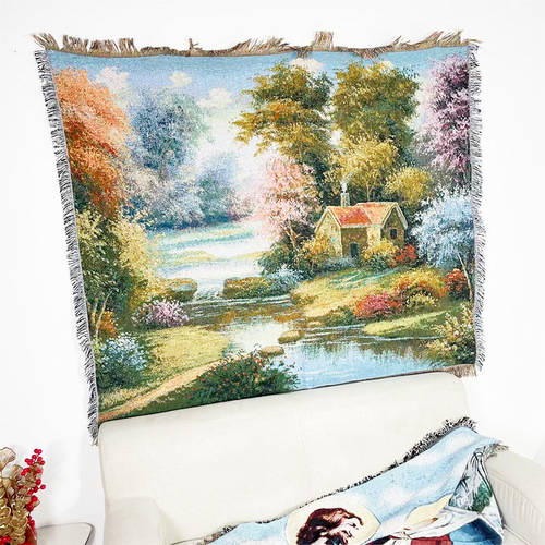 Sofa Blanket All-Season Cover Blanket Instagram Style Outdoor Camping Blanket Cotton Percale Bohemian Pattern Woven Blanket