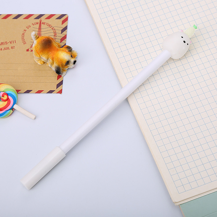 Creativo animal fruta pluma de gel estilo coreano negro estudiante examen pluma de agua lindo dibujos animados Oficina firma pluma